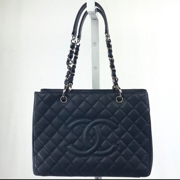 CHANEL Handbags - Chanel Black GST Tote silver hardware